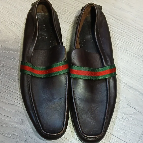 Gucci Men\'s Brown Loafers with Green and Red Accents Gucci | Shoes | Gucci Unisex Leather Loafers Green Red Web  main image 3